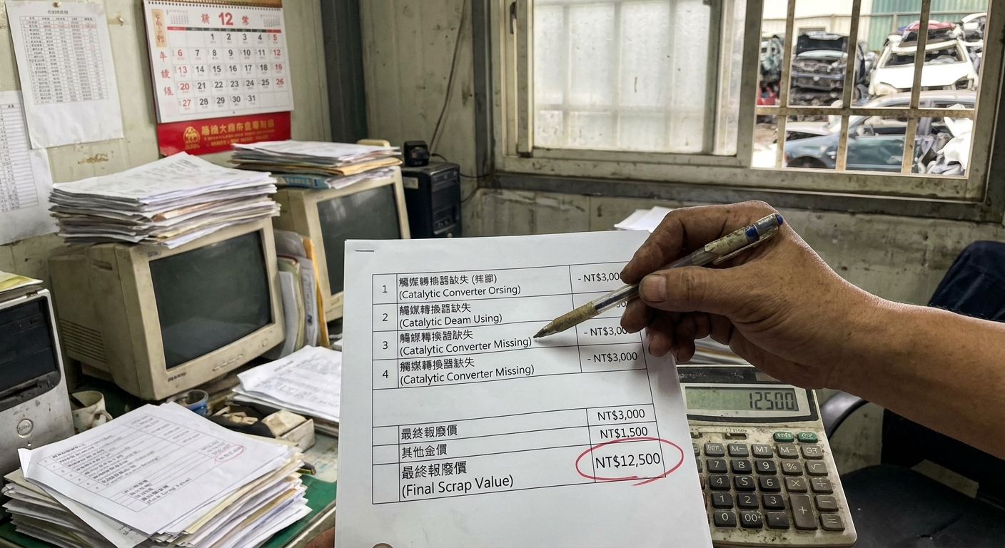觸媒被偷、遺失或換成「假觸媒」，對報廢車價有何影響？