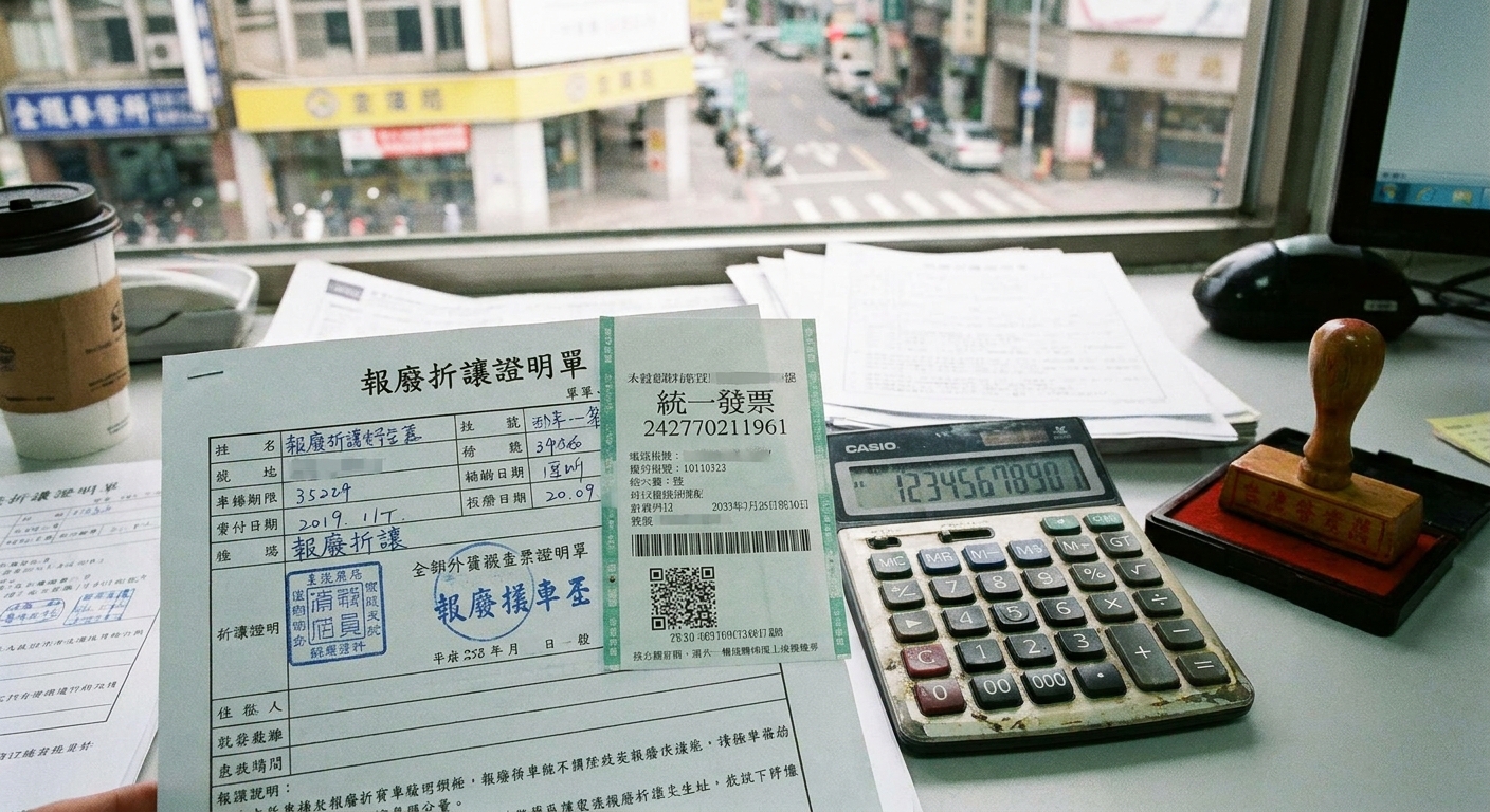 關鍵差異一：公司車報廢需要開立「報廢折讓證明單」或發票